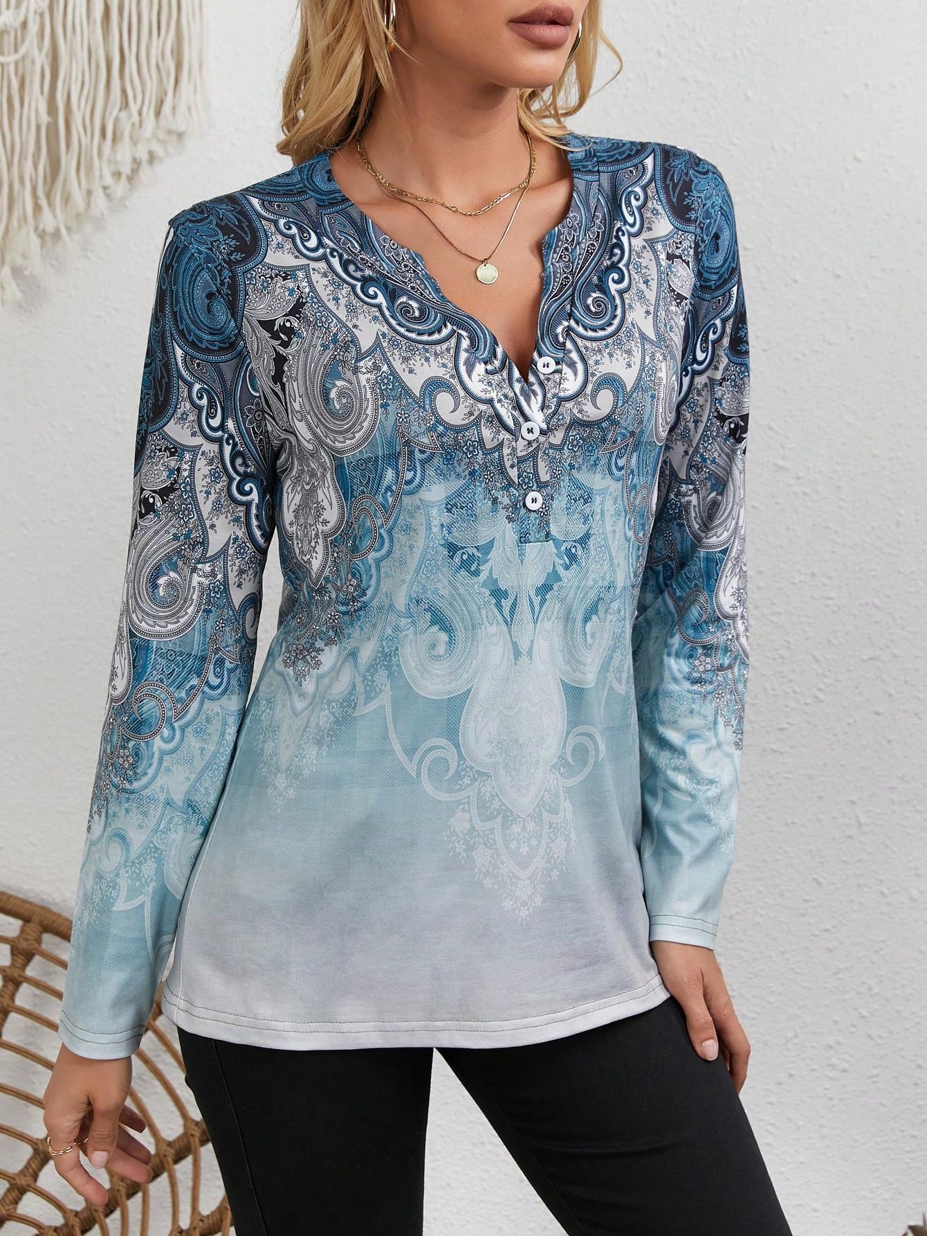Ethnic Style - Blusa Étnica para Mujer: Estampado Vintage,