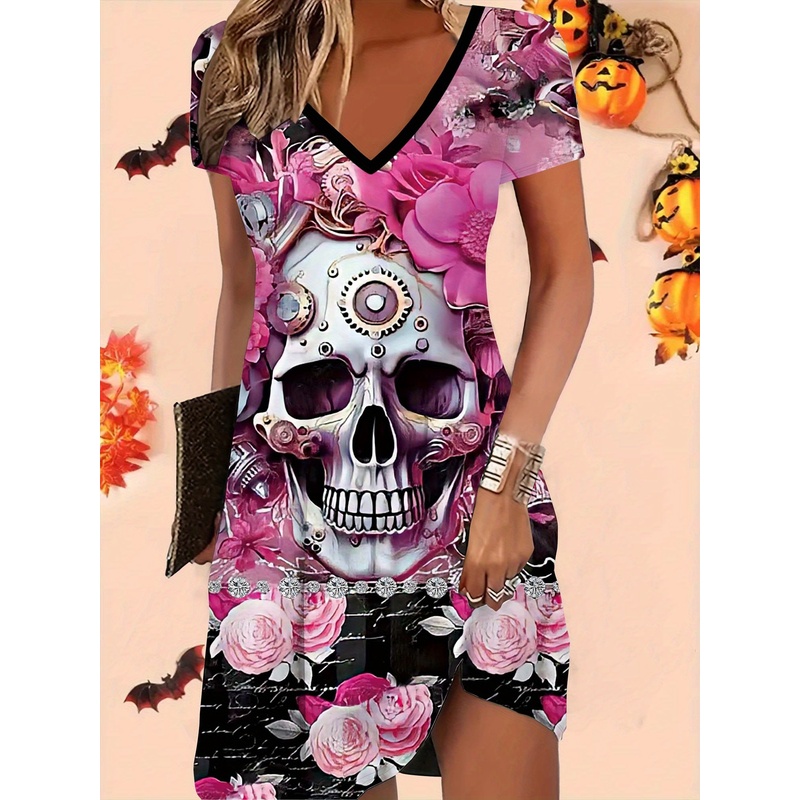 Y2K Ethnic Fashion - Estampado direccional de Halloween con diseño