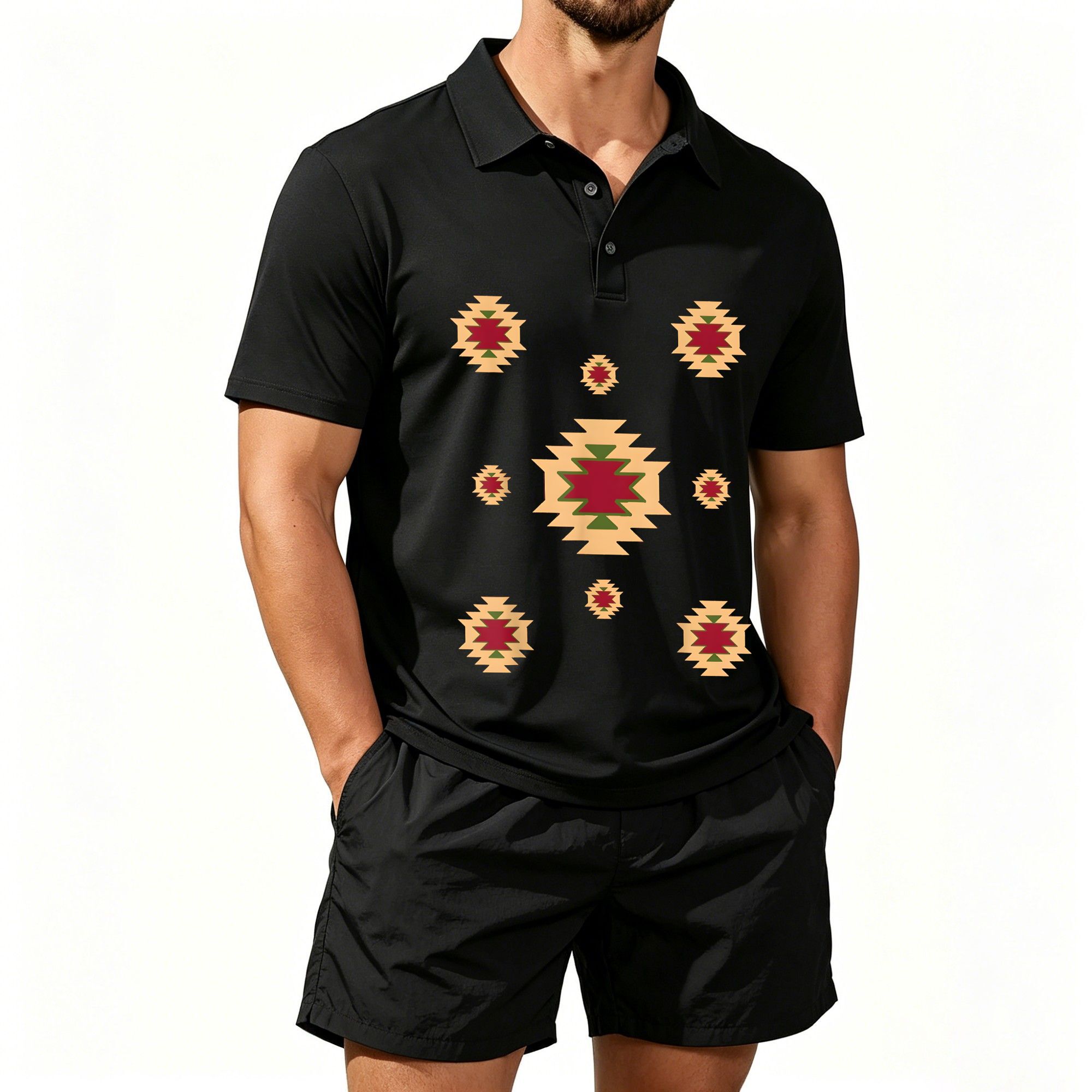 Ethnic Style - Conjunto de Camiseta Polo de Manga