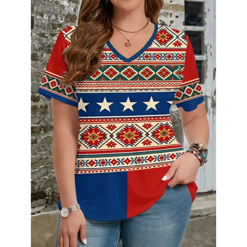 Y2K Ethnic Fashion - Camisetas de estilo étnico con estampado