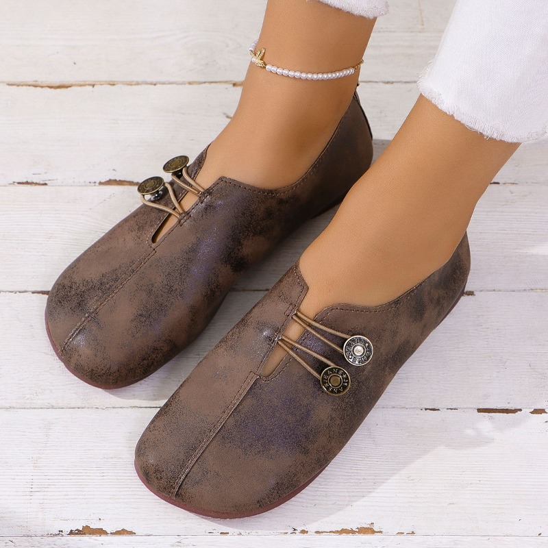 Ethnic Fashion Brands - Zapatillas Planas Casuales Cómodas con Botones