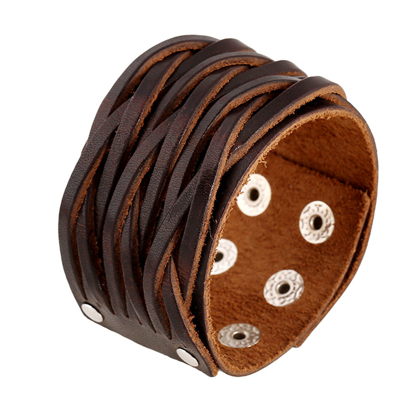 Ethnic Fashion Pk - Pulseras anchas de cuero genuino para