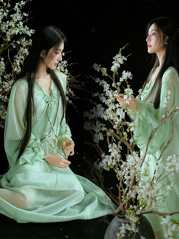 Vestido Verde Estilo Chino, Tr - Ethnic Fashion Studio reseña y precio