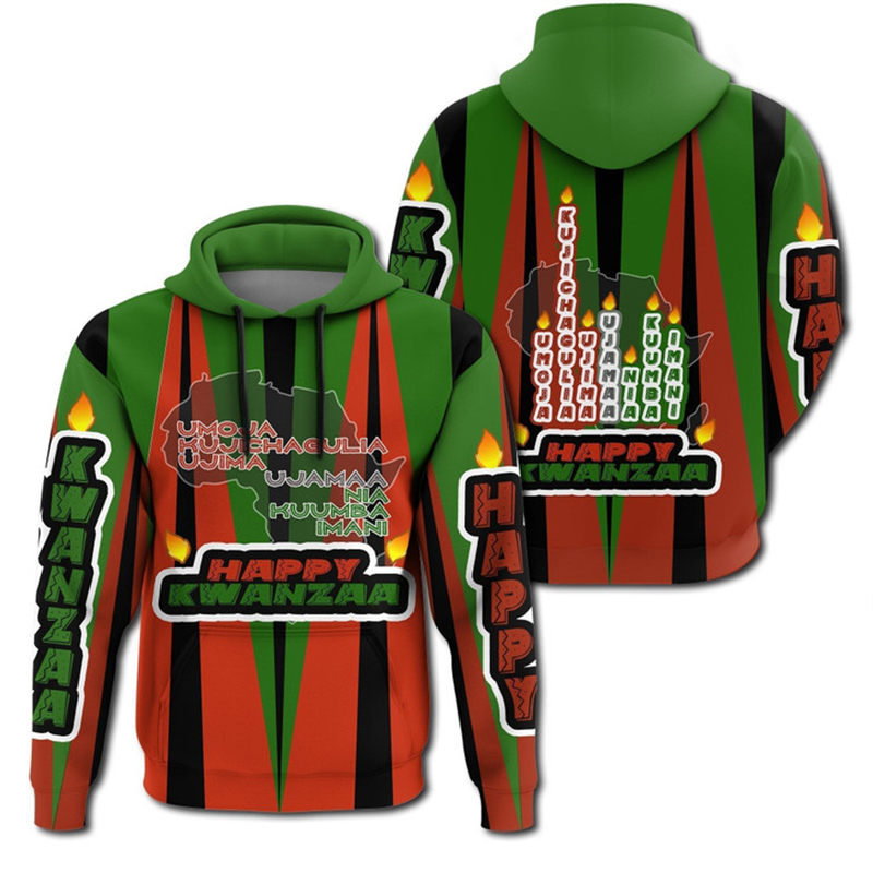 African Kwanzaa Hoodies 3D Pri - Y2K Ethnic Fashion reseña y precio
