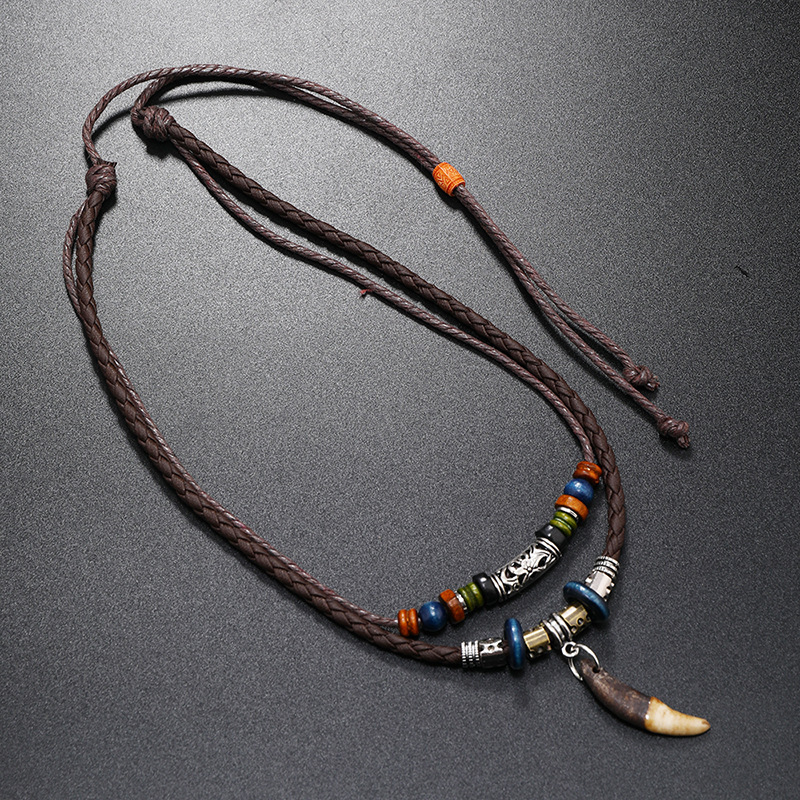 Collar de cuero trenzado a man - Ethnic Fashion Pk reseña y precio