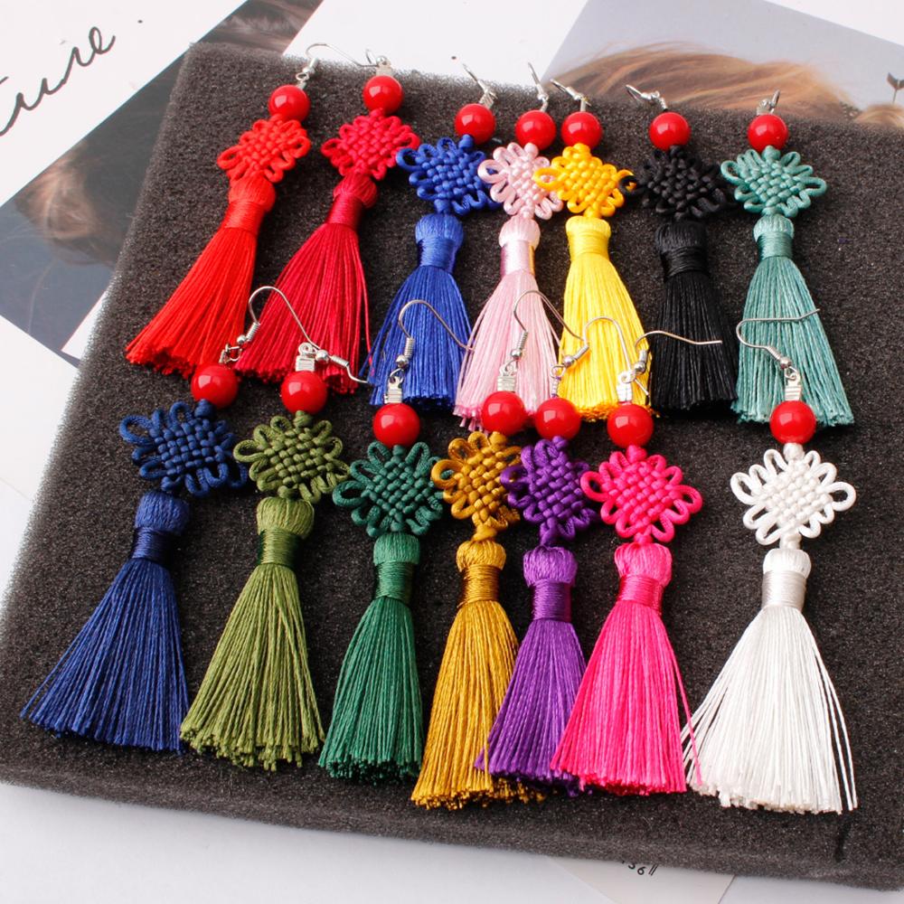 Pendientes de Borla con Nudo C - Y2K Ethnic Fashion reseña y precio