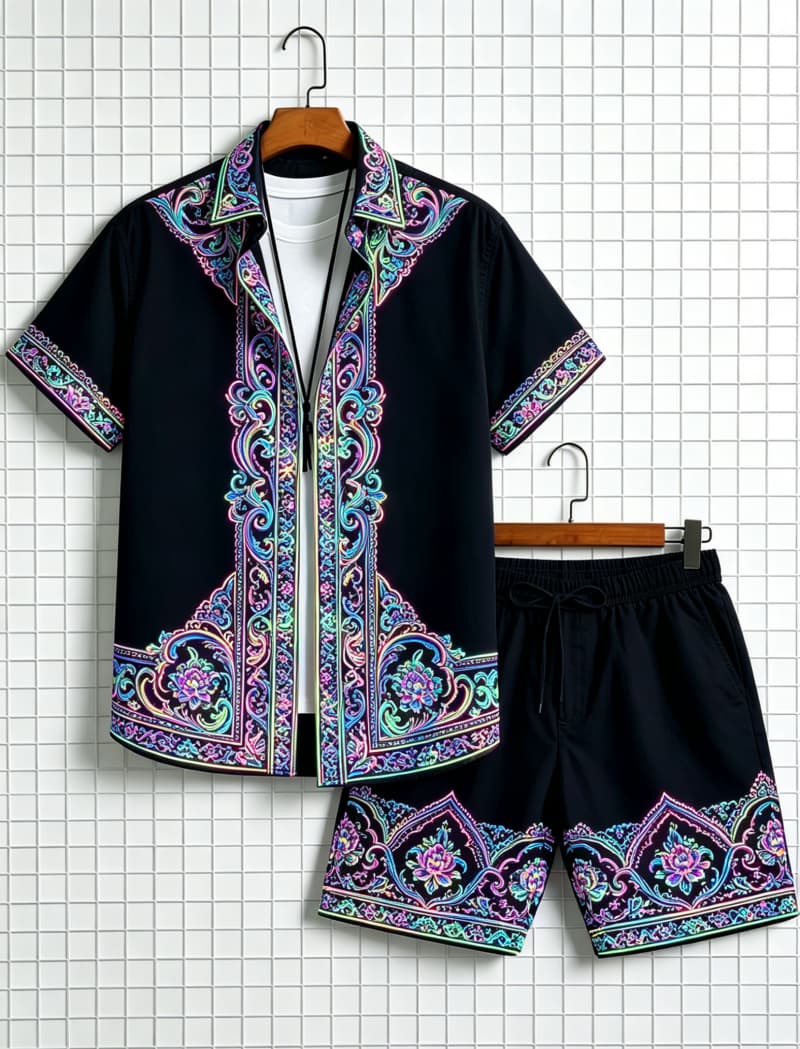 Conjunto de camisa de manga co - Ethnic Style reseña y precio