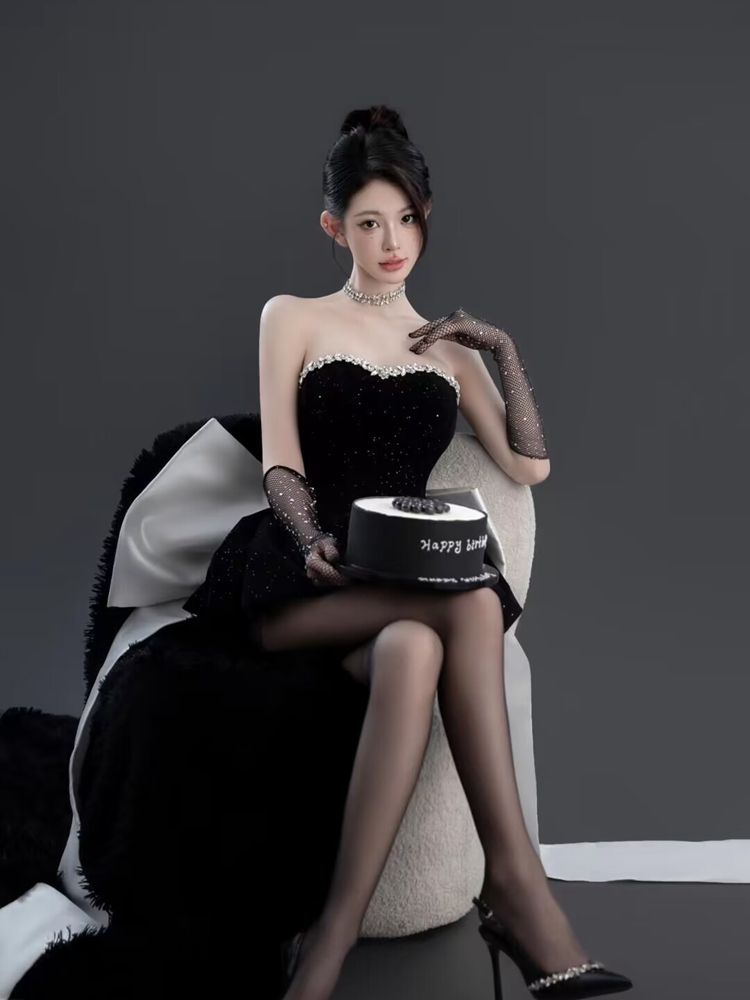 Elegante Traje Negro para Foto - Ethnic Fashion Studio reseña y precio